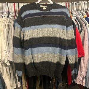 Geoffrey Beene Men's Size Large Striped 100% Cotton
Knit Pullover Sweater
